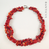 Coral Two Strand Necklace and Bracelet.