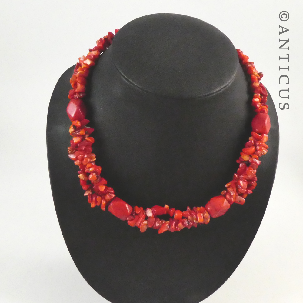 Coral Two Strand Necklace and Bracelet.