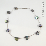 Silver and Paua Shell Pieces Necklace.