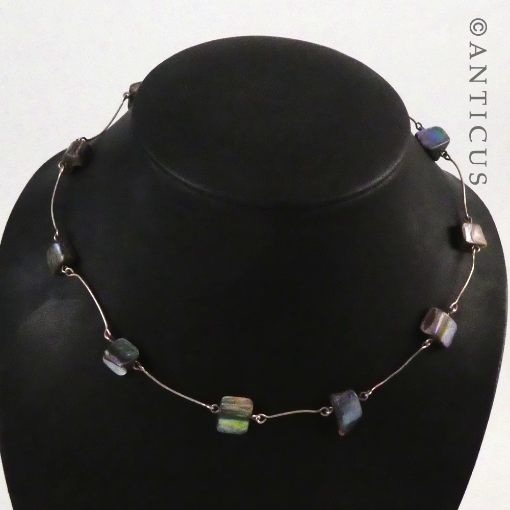Silver and Paua Shell Pieces Necklace.