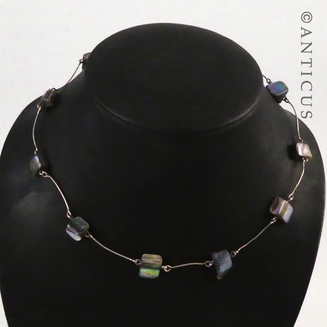Silver and Paua Shell Pieces Necklace.
