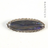Vintage Oval Silver and Paua Brooch.