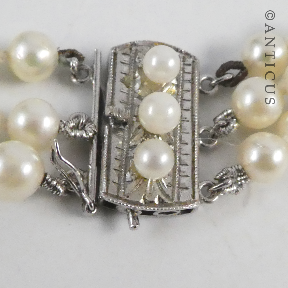 Three Strand Cultured Pearl Choker Necklace.