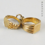 Gold Miniature Pairof rings, Pendant or Charm.