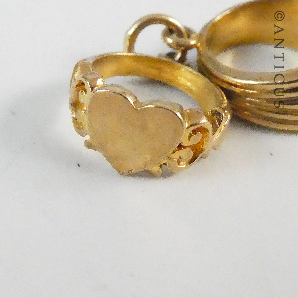 Gold Miniature Pairof rings, Pendant or Charm.