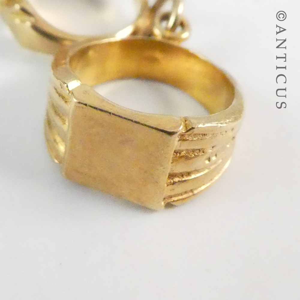 Gold Miniature Pairof rings, Pendant or Charm.