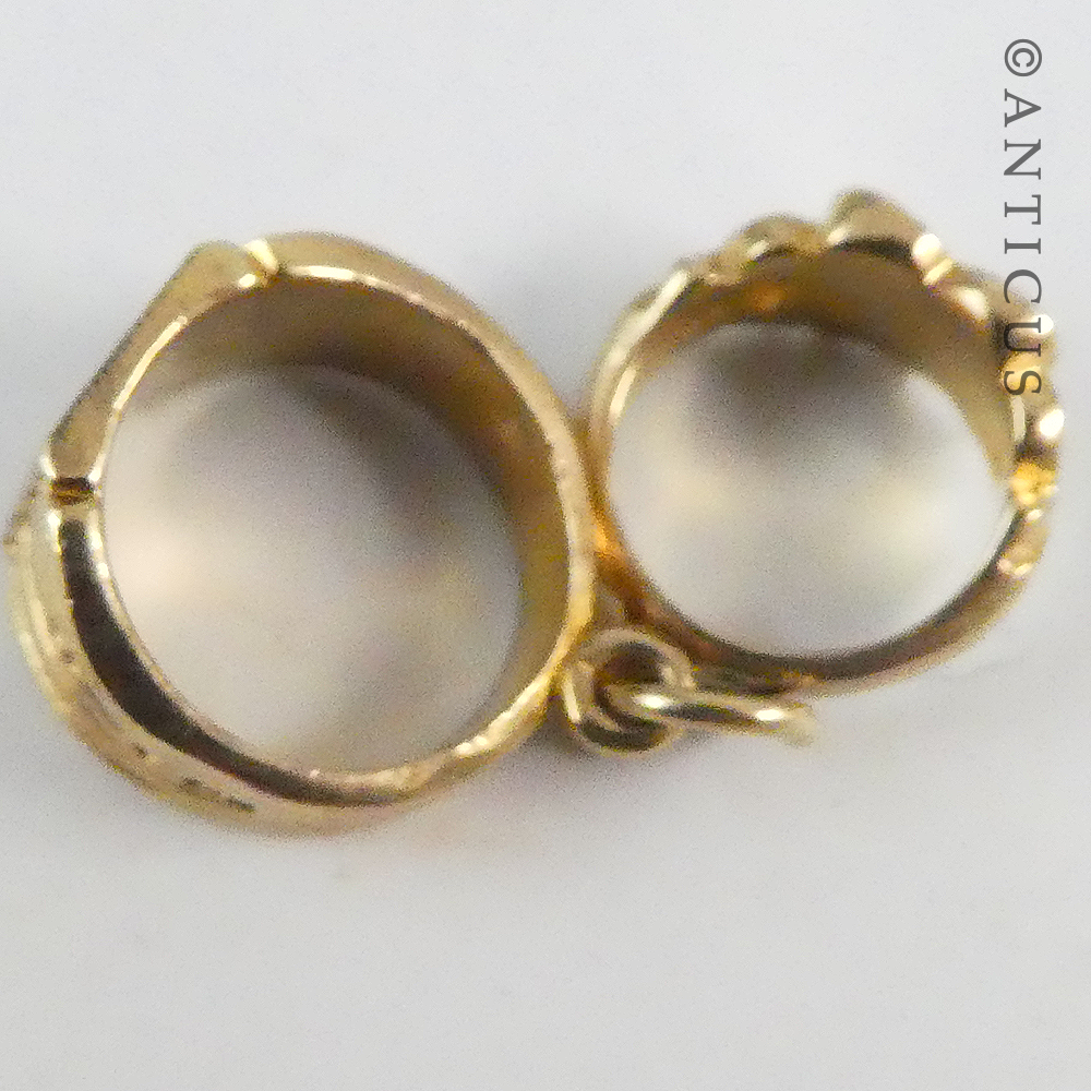 Gold Miniature Pairof rings, Pendant or Charm.