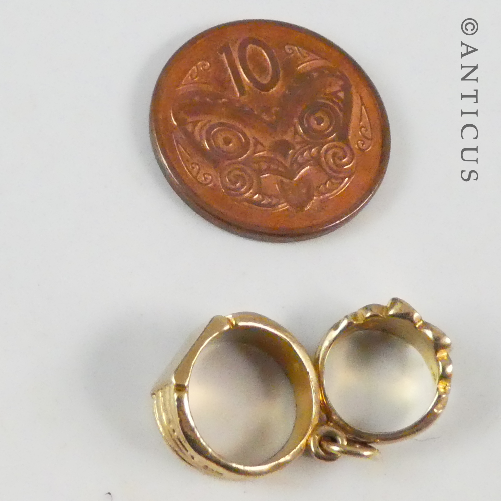 Gold Miniature Pairof rings, Pendant or Charm.