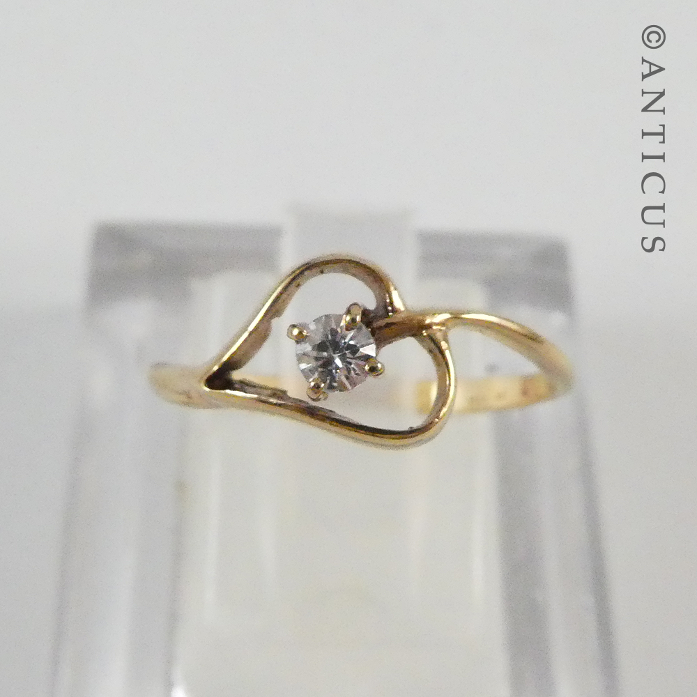 Gold Heart Ring with Crystal Stone.