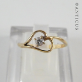 Gold Heart Ring with Crystal Stone.