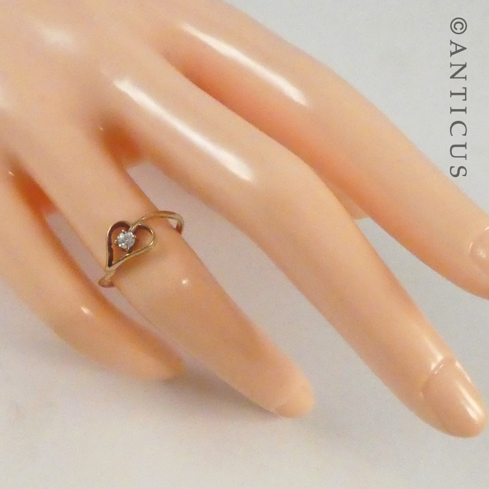 Gold Heart Ring with Crystal Stone.