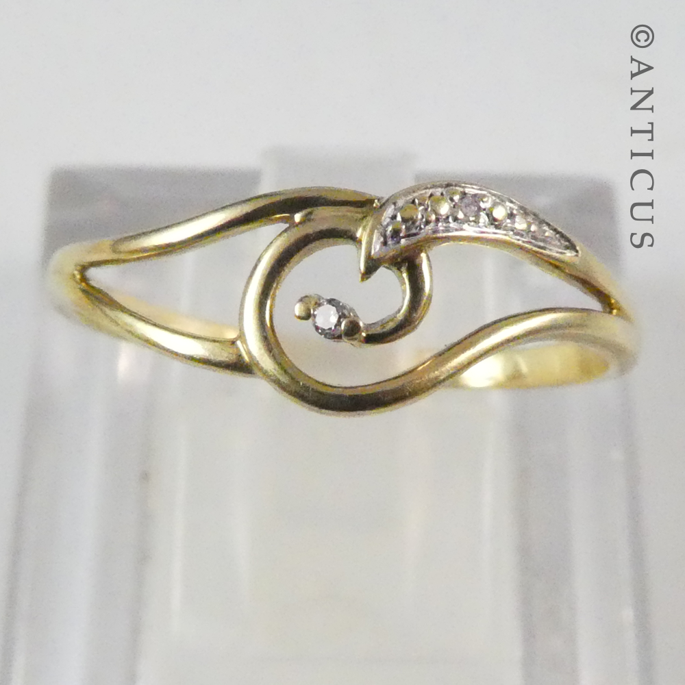 Slim 9ct gold and Small Diamond Ring.