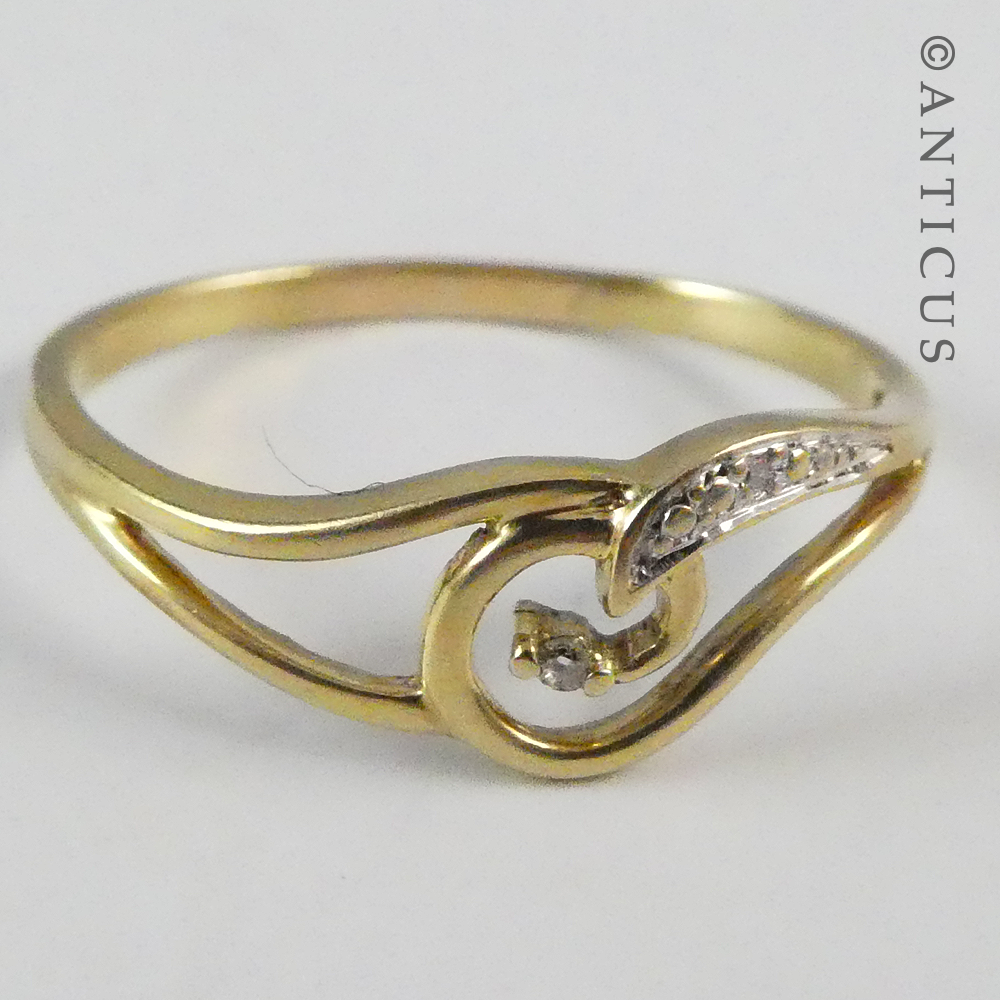 Slim 9ct gold and Small Diamond Ring.