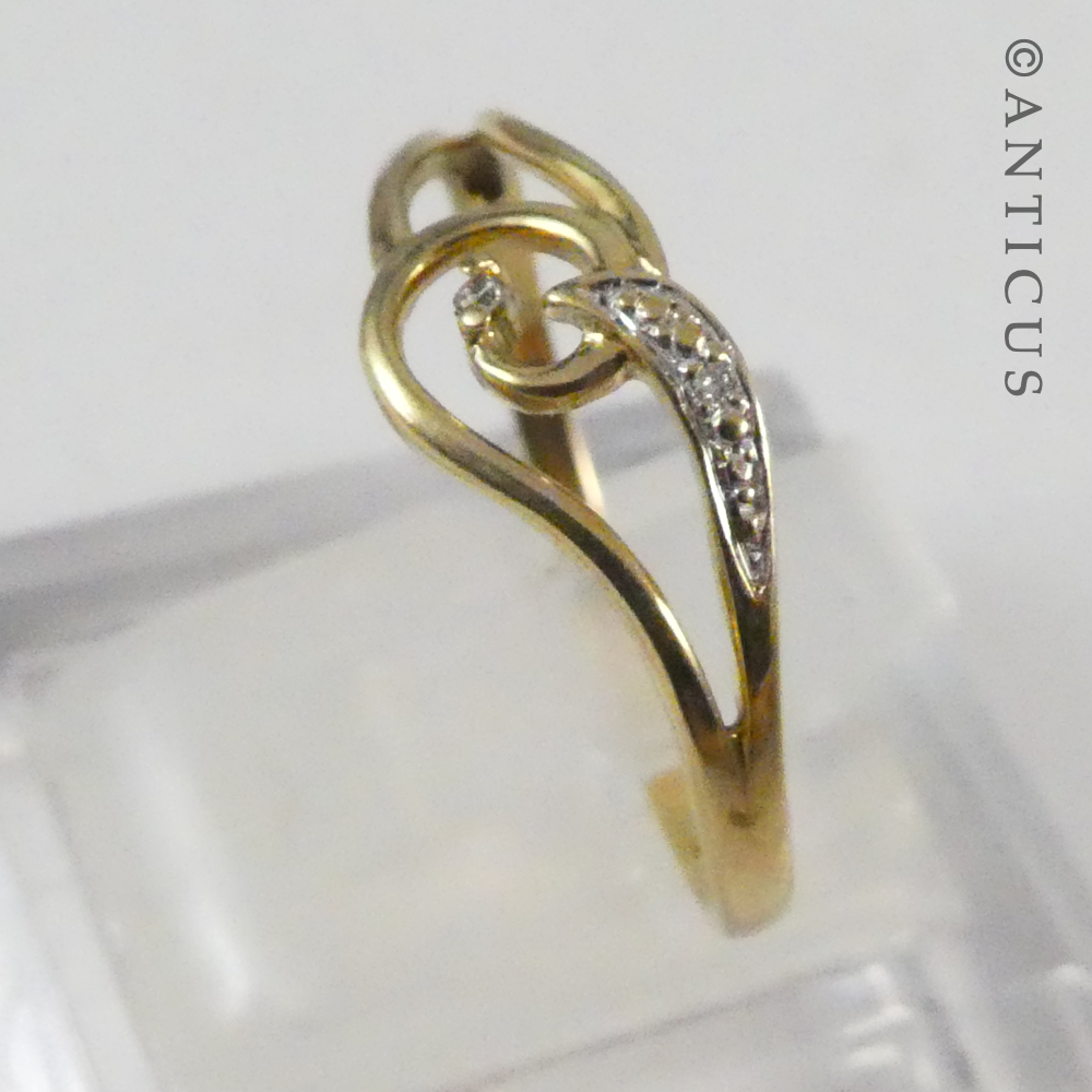 Slim 9ct gold and Small Diamond Ring.