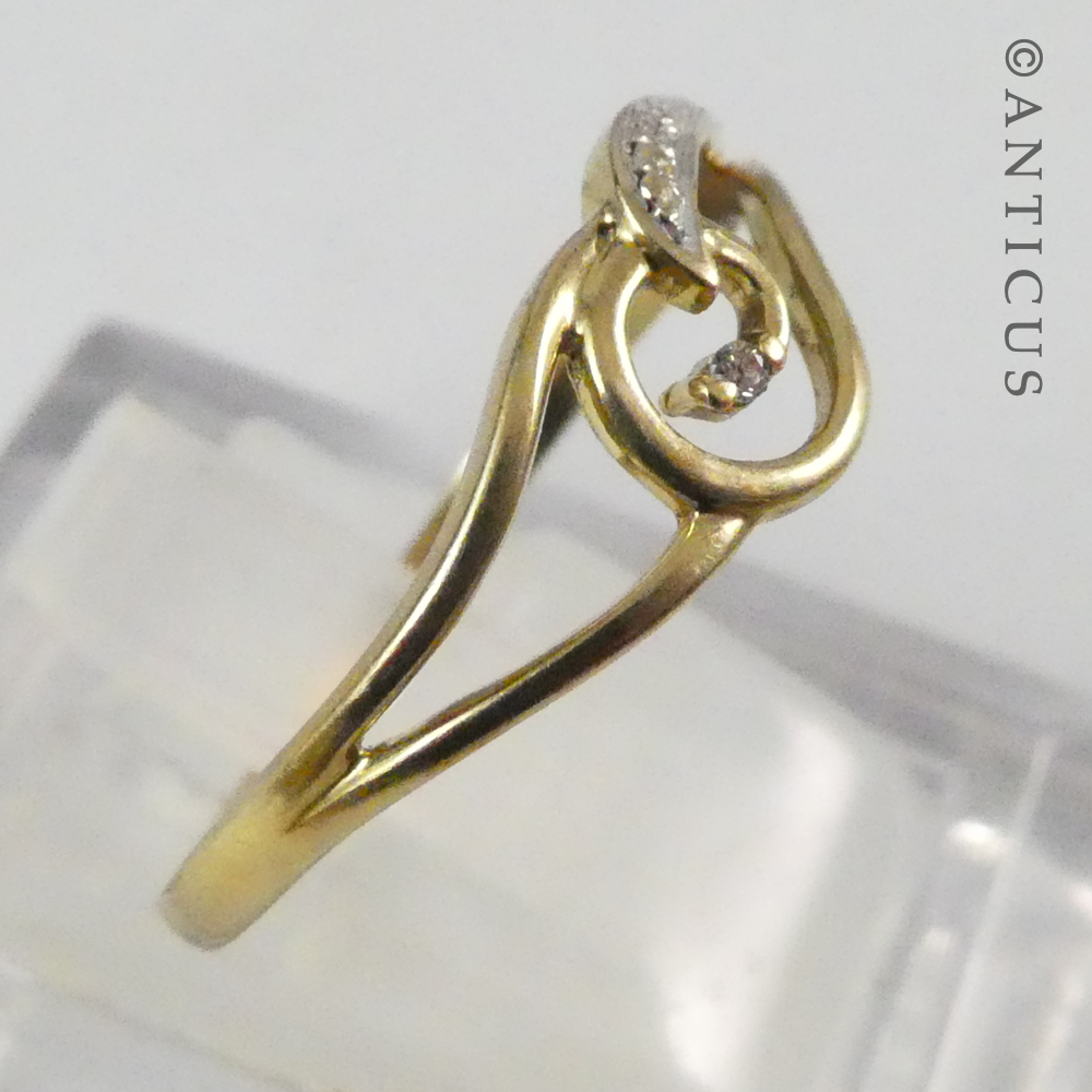 Slim 9ct gold and Small Diamond Ring.