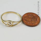 Slim 9ct gold and Small Diamond Ring.