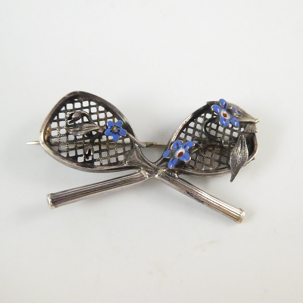 Vintage Tennis Racquet Brooch, 1930s.