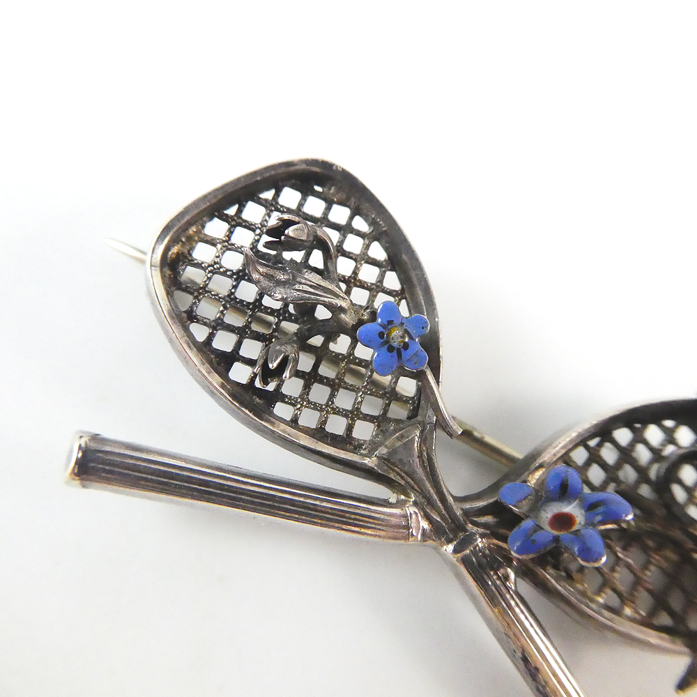 Vintage Tennis Racquet Brooch, 1930s.