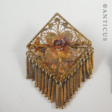 Pair of Antique Tassel Brooches, Silver Gilt.