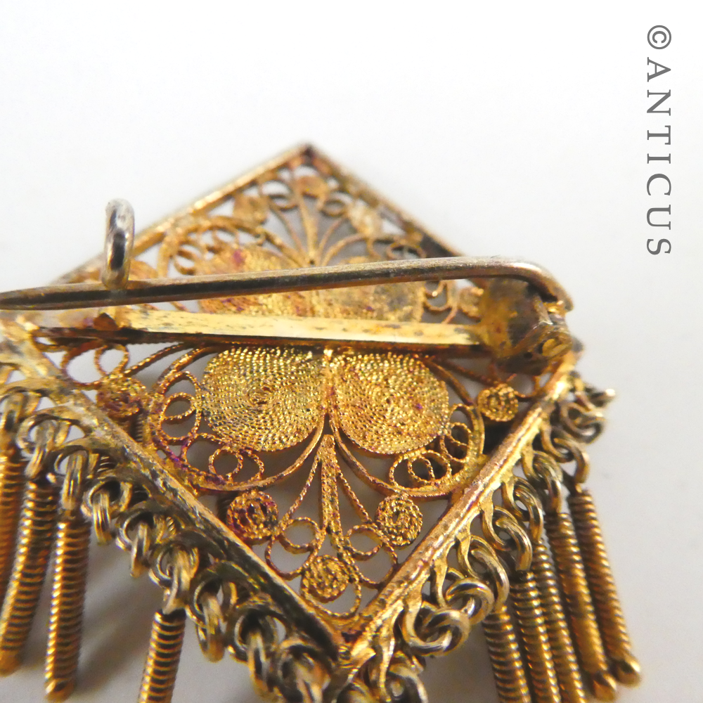 Pair of Antique Tassel Brooches, Silver Gilt.