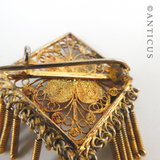 Pair of Antique Tassel Brooches, Silver Gilt.