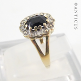 Gold, Sapphire and Diamond Cluster Ring