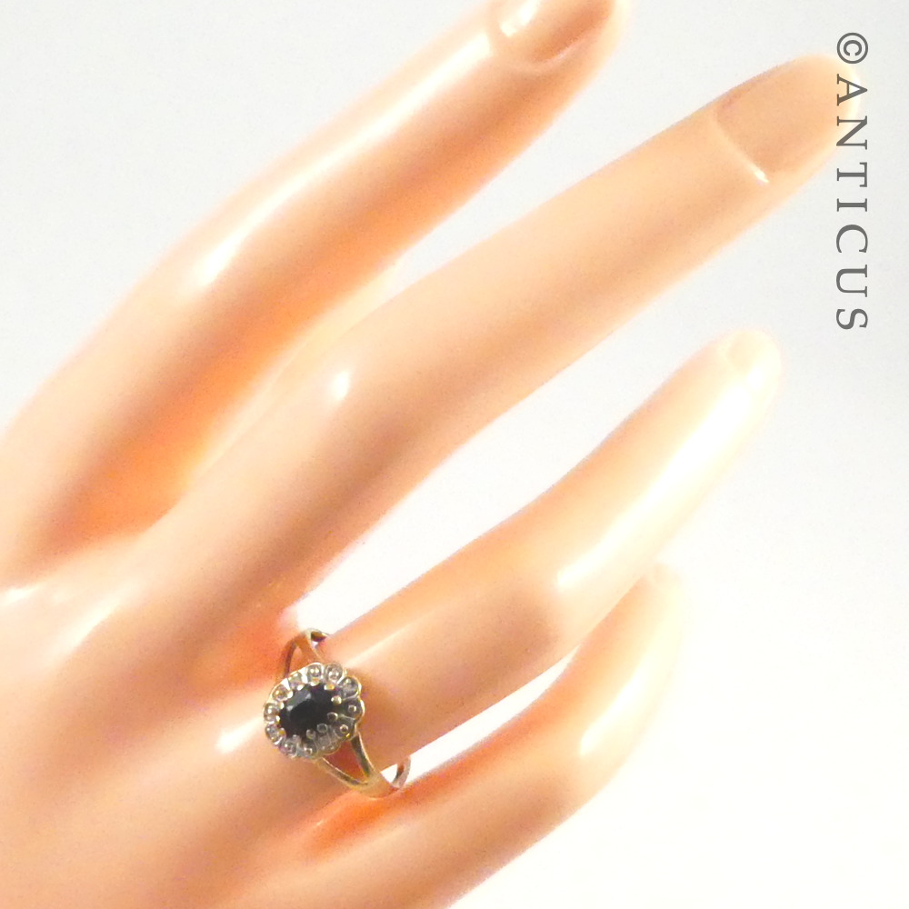 Gold, Sapphire and Diamond Cluster Ring