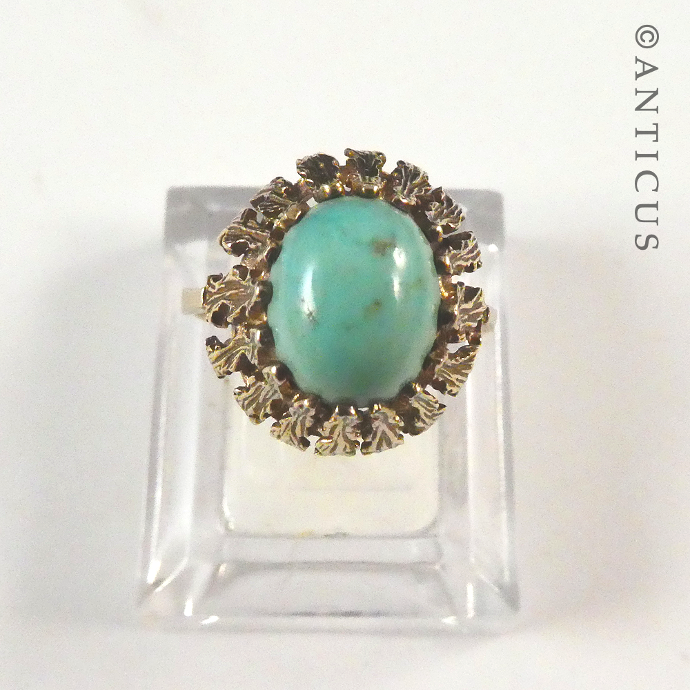 Retro Gold and Turquoise Ring.