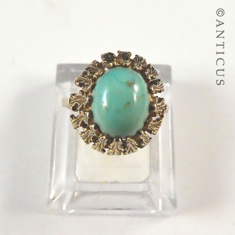 Retro Gold and Turquoise Ring.