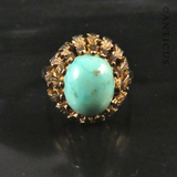 Retro Gold and Turquoise Ring.