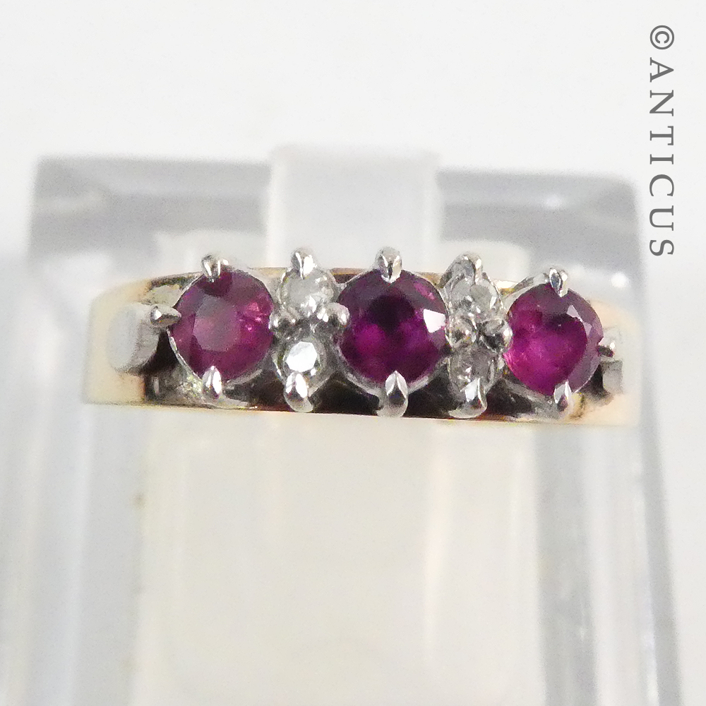 Vintage Gold, Ruby and Diamond Ring.