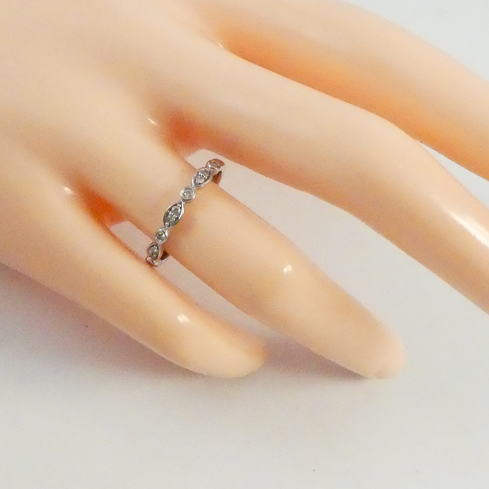 White Gold and Diamond Slim Band Ring.