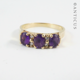 Vintage Gold, Amethyst and Diamond Bridge Ring.
