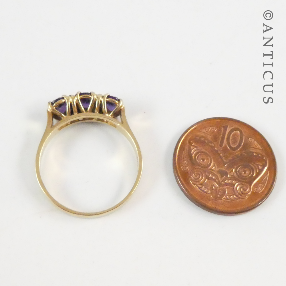 Vintage Gold, Amethyst and Diamond Bridge Ring.