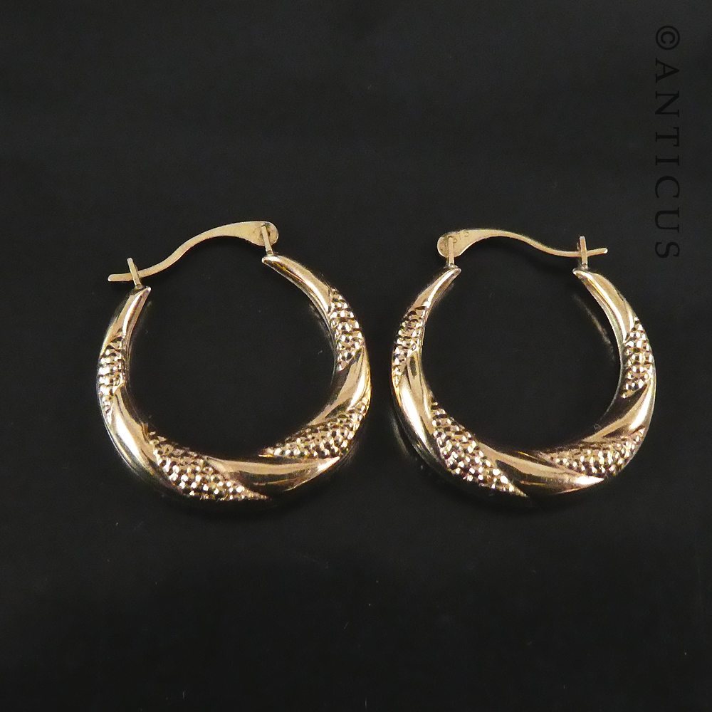 Pair 9ct Gold Hoop Earrings.