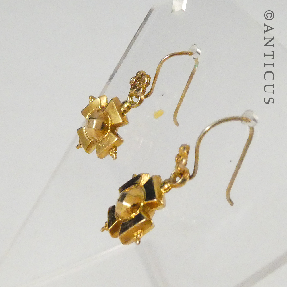 Pair of Cross-Shaped Gold Earrings