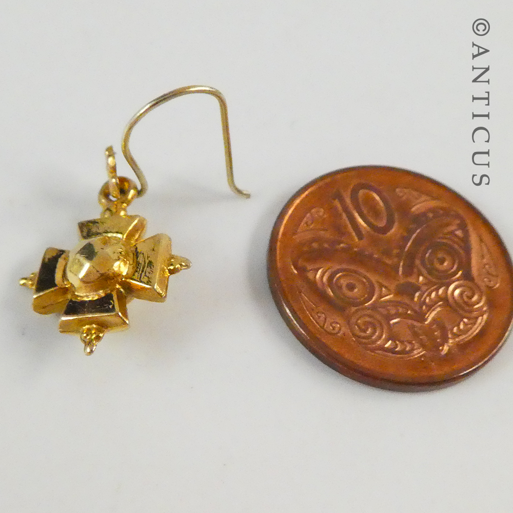 Pair of Cross-Shaped Gold Earrings