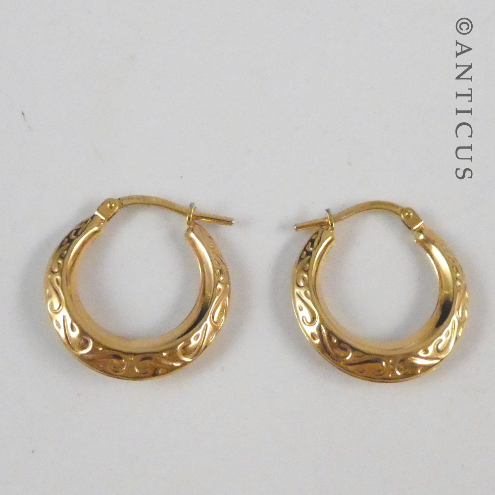 Pair of Small 9ct Gold Hoop Earrings.