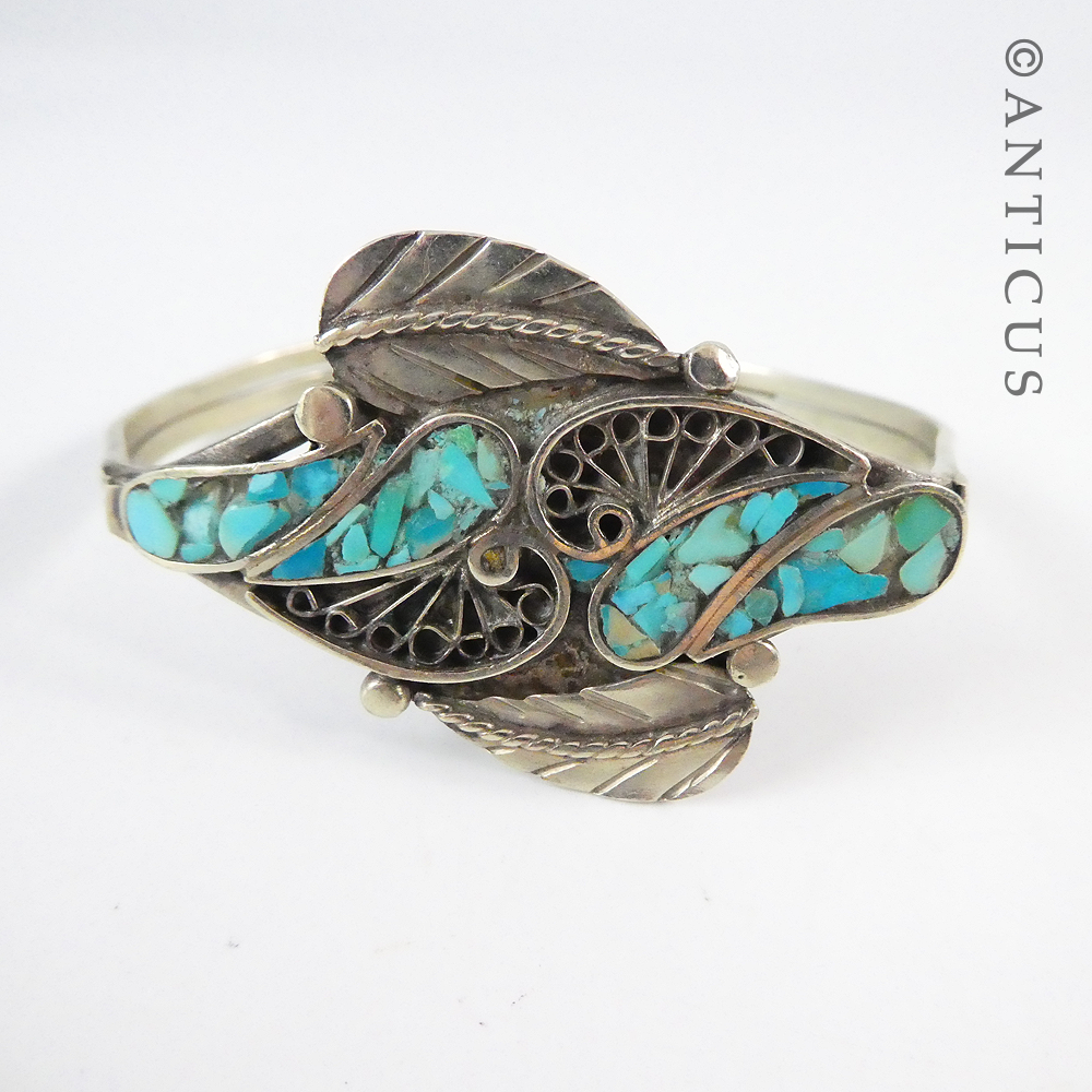 Turquoise Decorated Cuff Bangle.
