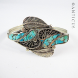 Turquoise Decorated Cuff Bangle.