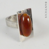 Silver Modernist Ring, with Agate Stone.