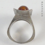 Silver Modernist Ring, with Agate Stone.