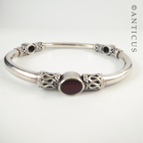 Sterling Silver Bangle, with Three Carnelians.