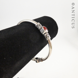 Sterling Silver Bangle, with Three Carnelians.