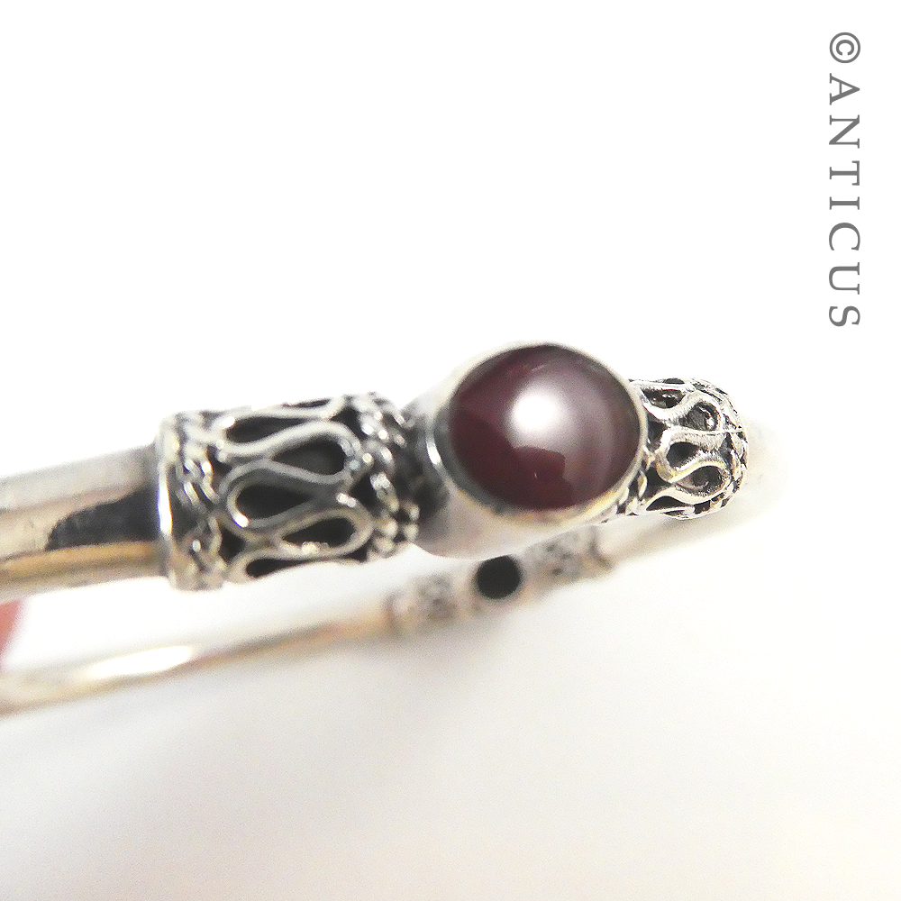 Sterling Silver Bangle, with Three Carnelians.