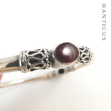 Sterling Silver Bangle, with Three Carnelians.