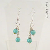 Pair of Drop Earrings, Turquoise Beads.