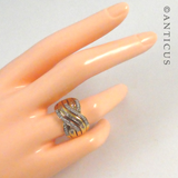 Gold and Diamond Wide Cross-Over Ring.