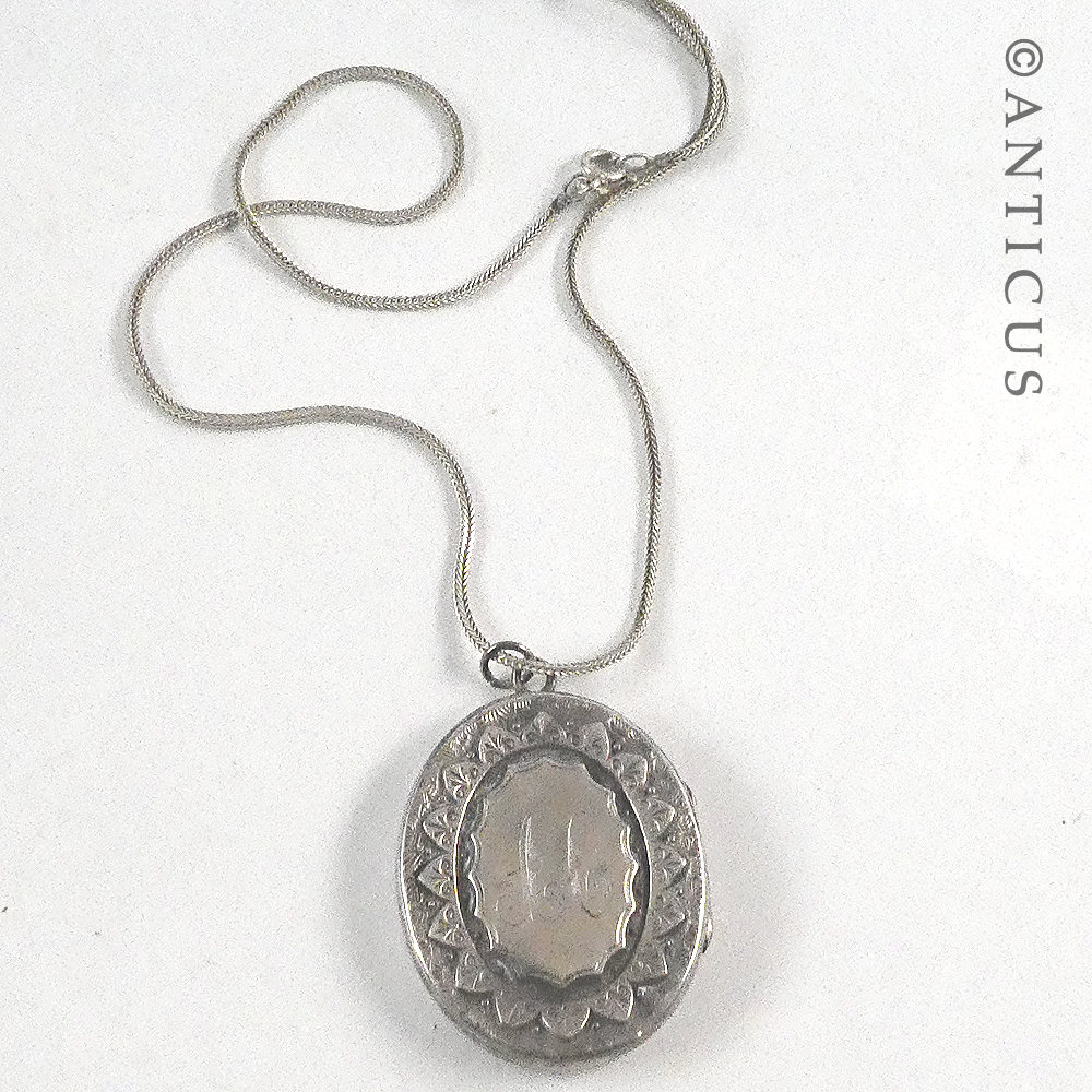 Antique Silver Locket on Chain.