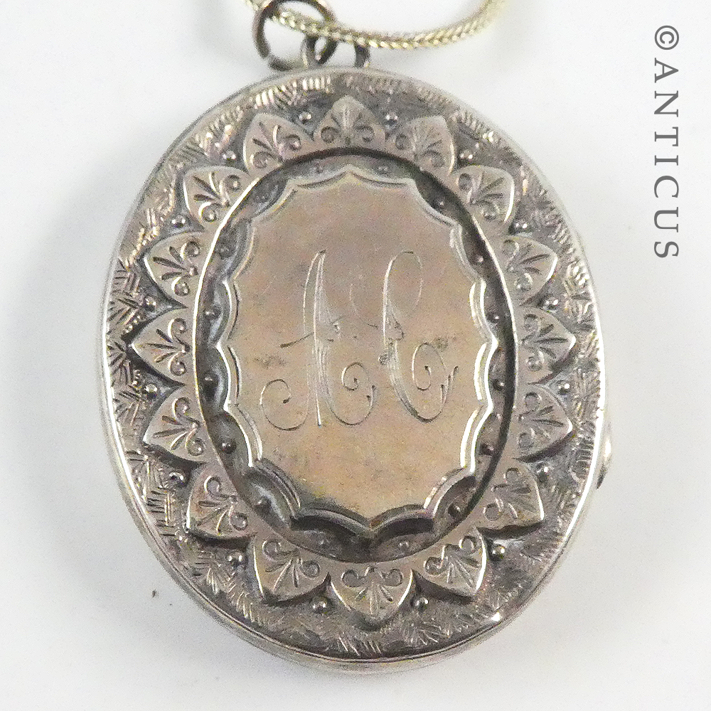 Antique Silver Locket on Chain.